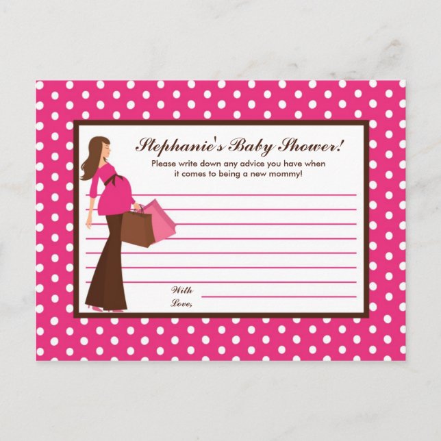 Writable Advice Card Pink Mod Mum Polka Dots (Front)