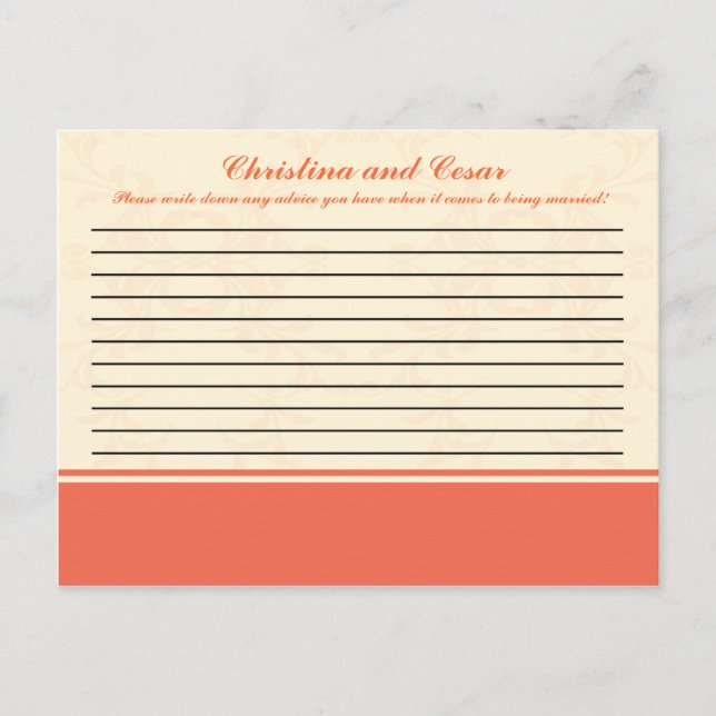 Writable Advice Card Pinkish/Peach Formal Scrolls (Front)