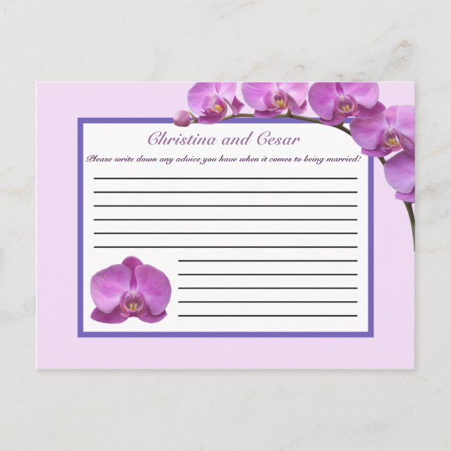 Writable Advice Card Purple Orchids on Stem (Front)