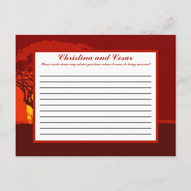 Writable Advice Card Red Sunset in Africa (Front)