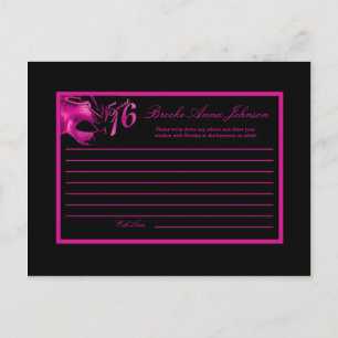Writable Advice Card Sweet 16 Hot Pink Black Party