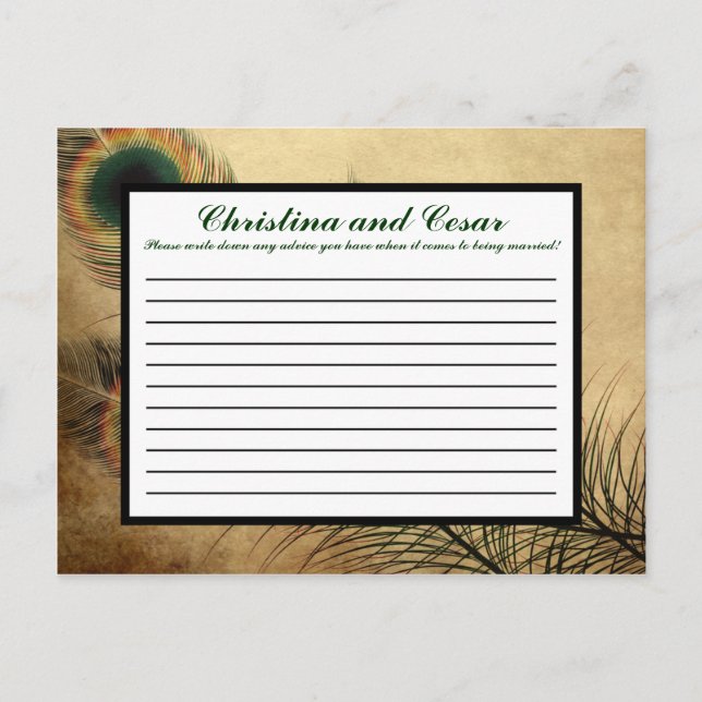 Writable Advice Card Vintage Peacock Green aged (Front)