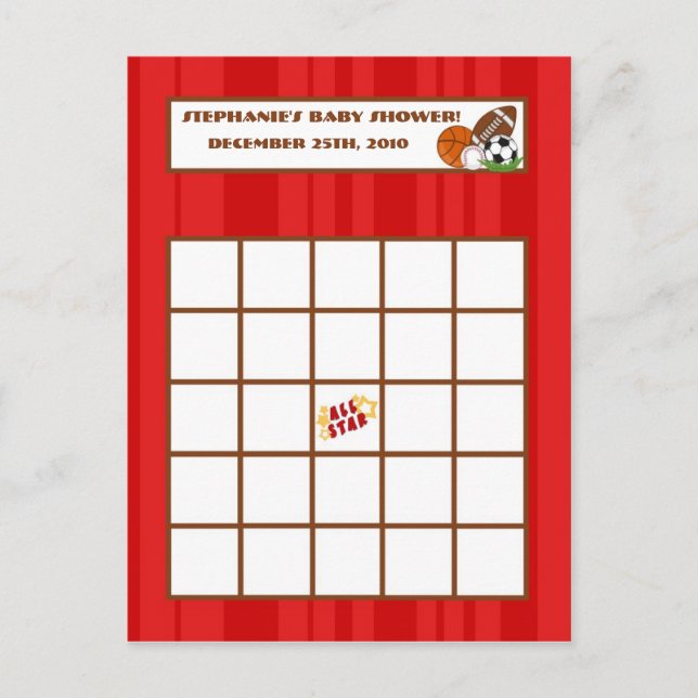 Writable Bingo Card All-Star Red (Front)