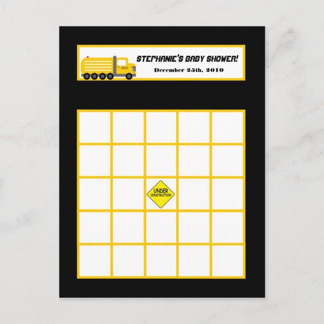 Writable Bingo Card Construction (Front)