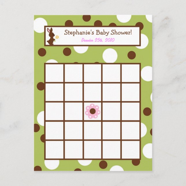 Writable Bingo Card Forest Friends Bunny (Front)