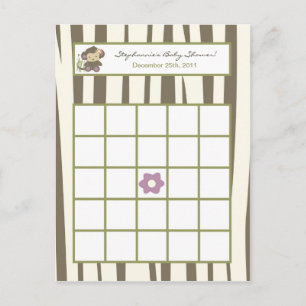 Writable Bingo Card Jacana Girl Jungle Zoo Animal