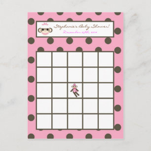 Writable Bingo Card Pink Sock Monkey