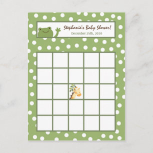 Writable Bingo Card Safari Jungle Animals Green