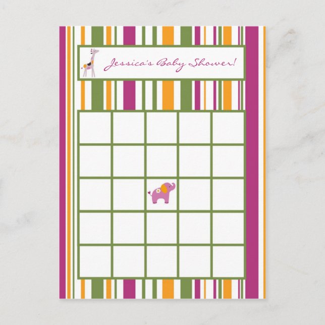 Writable Bingo Card Sweet Safari (Front)