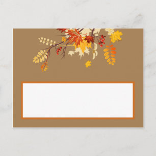 Writable Place Card Autumn Branch Leaves