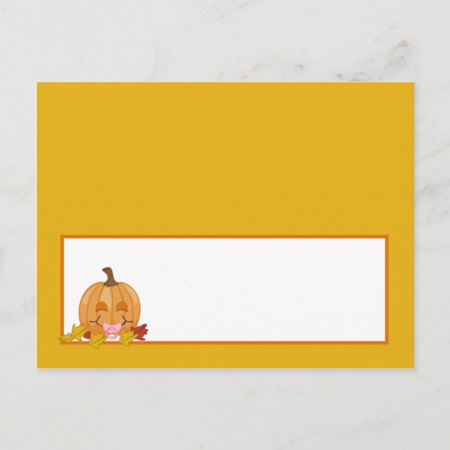 Writable Place Card Autumn Fall Pumpkin Baby (Front)