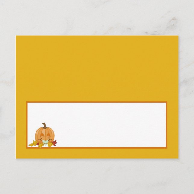 Writable Place Card Autumn Fall Pumpkin Baby (Front)