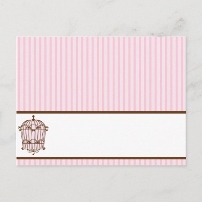 Writable Place Card Birdcage/Pink Stripes cage (Front)