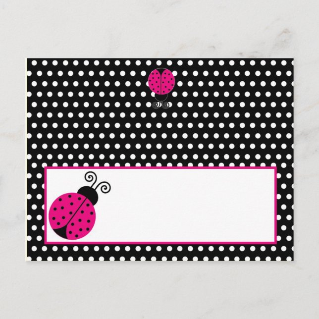 Writable Place Card Black Spring Time Lady Bug (Front)