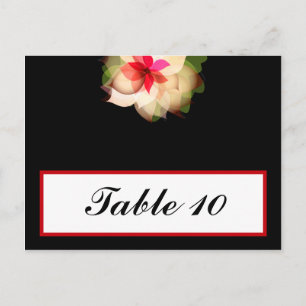Writable Place Card Colourful Lotus Flower Black b