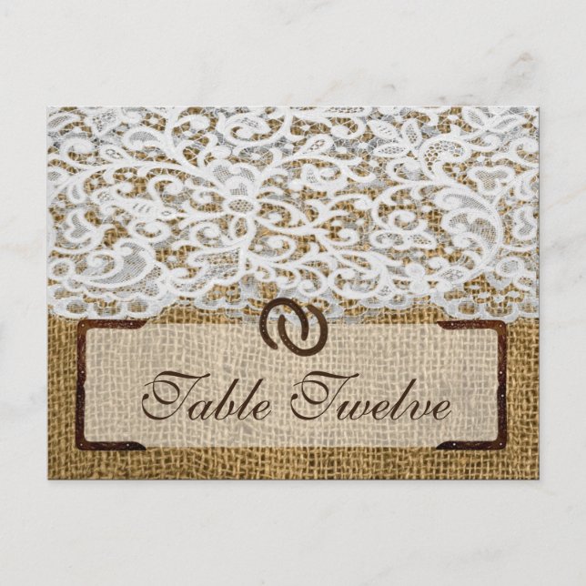 Writable Place Card Horse Shoes on Burlap Lace (Front)