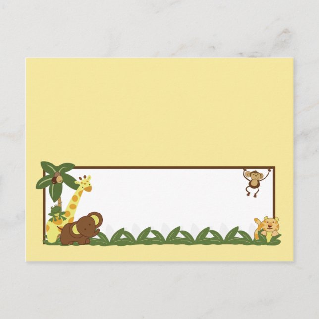 Writable Place Card Jungle Babies (Front)