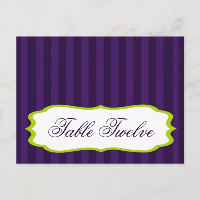 Writable Place Card Lime Green & Purple Stripe (Front)