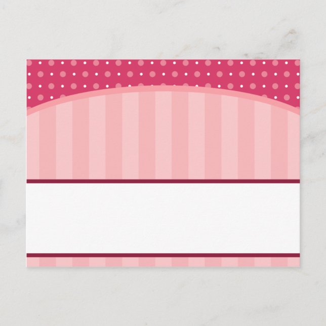 Writable Place Card Love Birds Pink Stripes/Dots (Front)