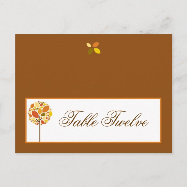 Writable Place Card Modern Autumn Tree Fall (Front)