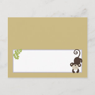 Writable Place Card Monkey Time Zoo Animal