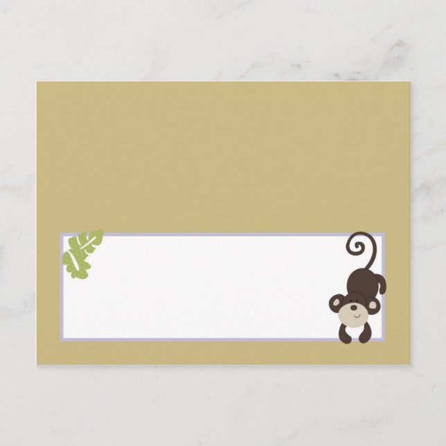 Writable Place Card Monkey Time Zoo Animal (Front)