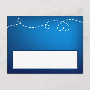 Writable Place Card Paper Plane Flying Blue loops