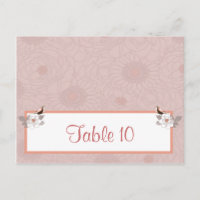 Writable Place Card Pink/Brown Floral Love Birds A
