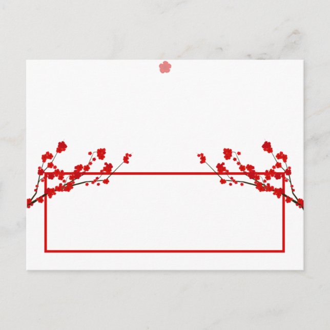 Writable Place Card Red Cherry Blossom (Front)
