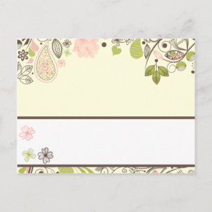 Writable Place Card Spring Pink/Green Floral