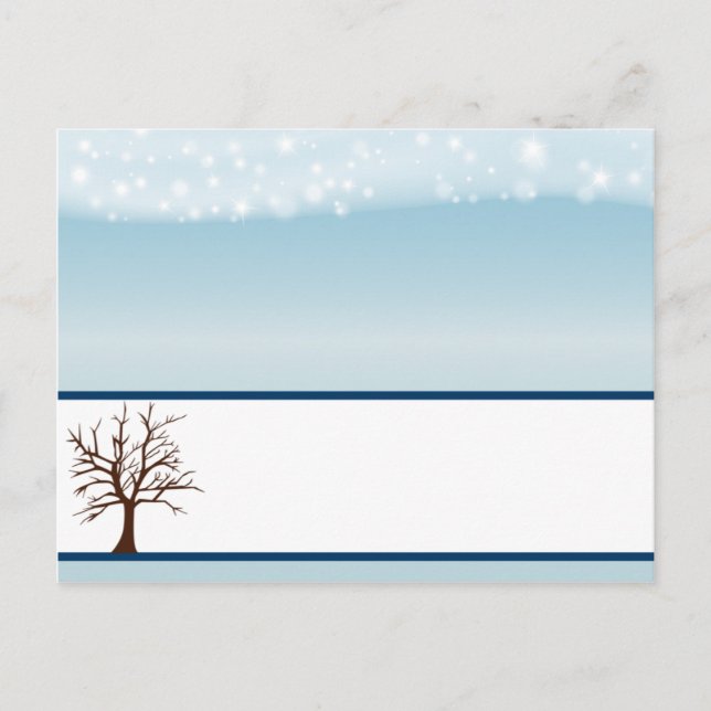 Writable Place Card Twinkling Snow / Bare Tree (Front)