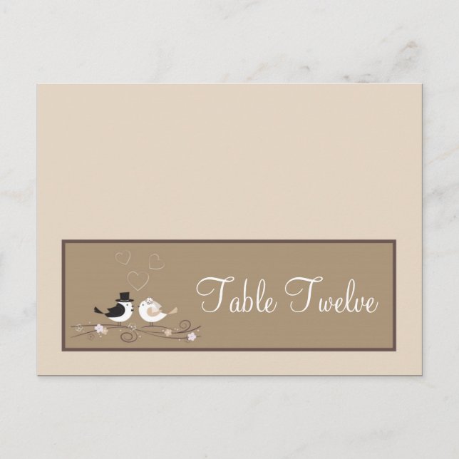 Writable Place Card Wedding Birds Bride Groom Love (Front)
