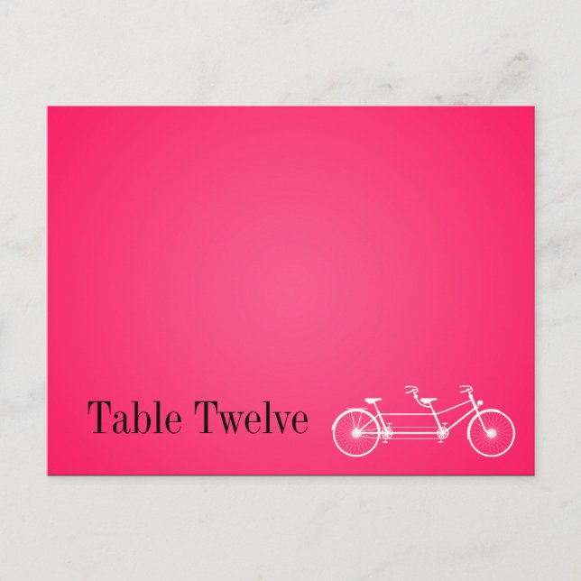 Writable Place Card Whimsical Hot Pink Double Bike (Front)