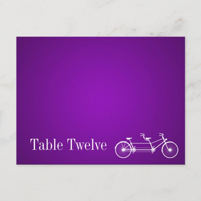 Writable Place Card Whimsical Purple Double Bike (Front)