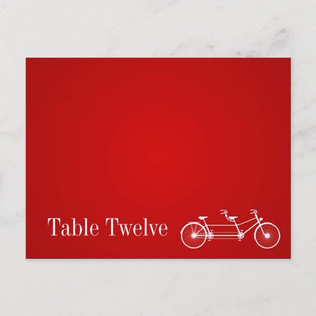 Writable Place Card Whimsical Red Double Bike (Front)