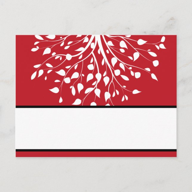 Writable Place Card Winter Grey/Red Tree (Front)