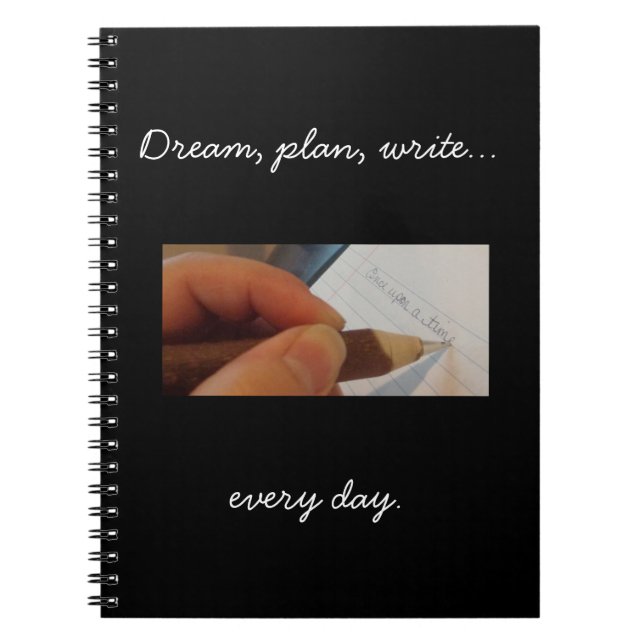 Write Every Day Blank Notebook, black Spiral Notebook (Front)