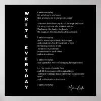 Write everyday writer poem poster wall art decor