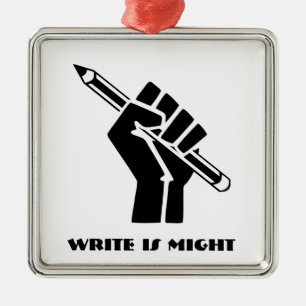 Write is Might Metal Tree Decoration