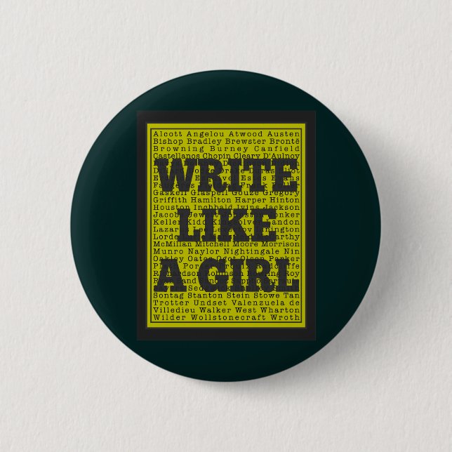 Write Like a Girl Charcoal 6 Cm Round Badge (Front)