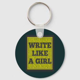 Write Like a Girl Charcoal Key Ring