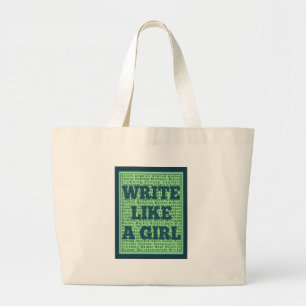 Write Like a Girl Peacock Large Tote Bag