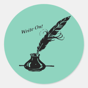 Write On! Quill Ink for Writers Classic Round Sticker