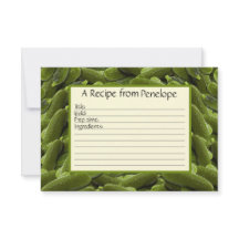 Write on Recipe Card Fun Green Pickles Pattern