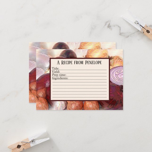 Write on Recipe Card Onions with Garlic and Name  (Front/Back In Situ)