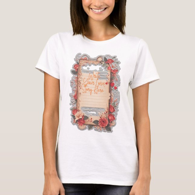 "Write Your Love Story Here" T-Shirt (Front)
