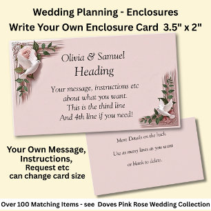 Write Your Own Enclosure Card, Pink Roses & Doves  Card