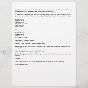 Write your own letter, letterhead template block