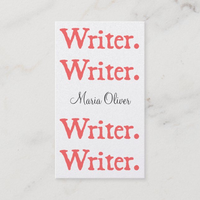 Writer 4-Stack Salmon White Business Card (Front)