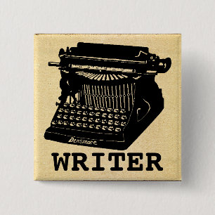 Writer Antique Typewriter 15 Cm Square Badge